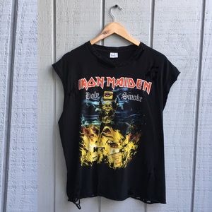Black Vintage “Iron Maiden” Cut off Sleeve